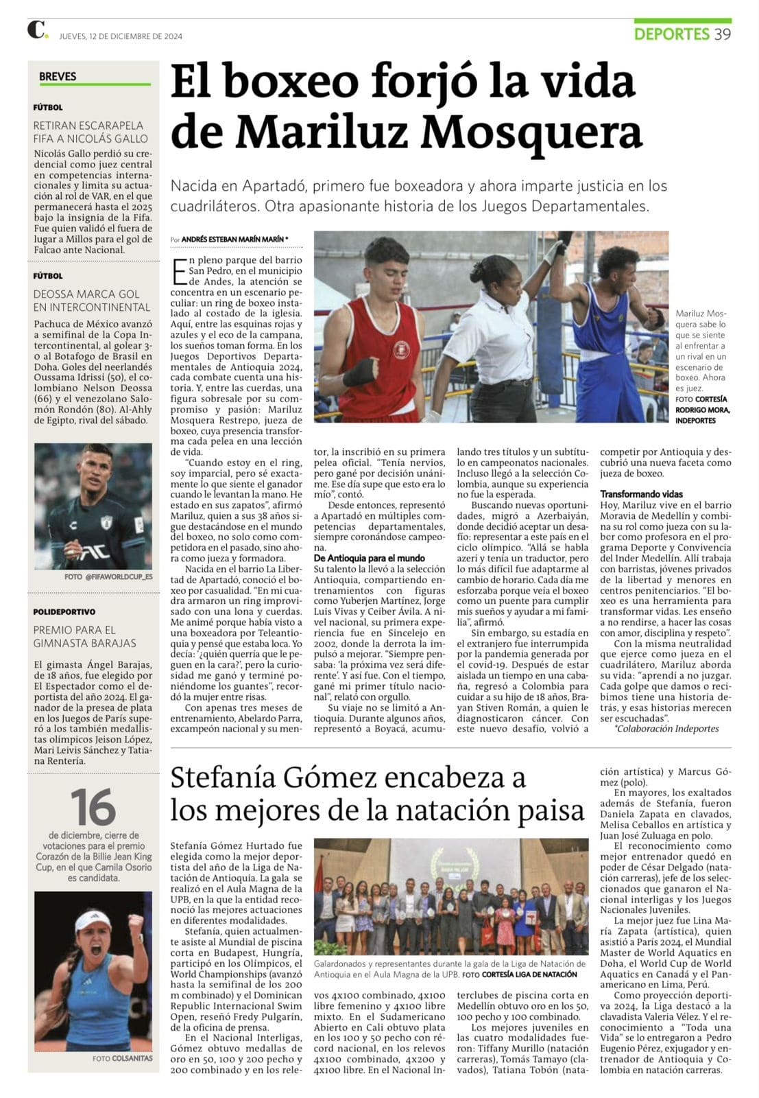 El boxeo forjó la vida de Mariluz Mosquera Restrepo